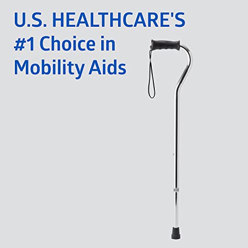 Medline Gel Grip Aluminum Cane with Offset Handle, Adjusts 2938”, 300