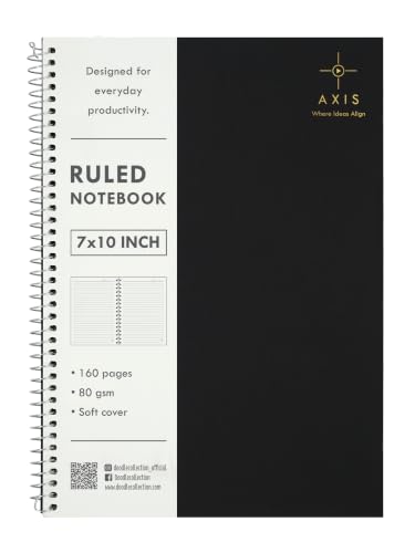 Image of DOODLE B5 Spiral Notebook Set of 3 | 7 x 10 Inch Large Ruled Notebooks | 160 Lined Pages, 80 GSM Thick Paper | Soft Cover Journal for Study, Office, Work & Note Taking (AXIS)