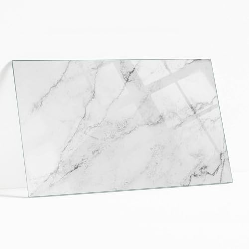 Tablero De Cristal Templado Rectangular para Mesa 120x80 cm | Placa De Seguridad | Topes Antideslizantes | Instalación Rápida | Bordes Pulidos | para Salón | Diseño Moderno - Superficie de Mármol