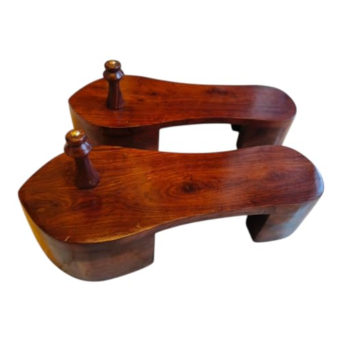 Image of Pooja Slippers | Shree Dhirendra Krishna Shastri (Bageshwar Dham Khadau Slippers) | Traditional Indian Wooden Sandals | Unisex Teak Wood Chappal for Men & Women (27x10x8 cm, Walnut Brown)