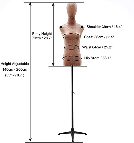 Manekin Tailors Manekin Damski Manekin Deluxe Forms z metalowym stojakiem i głową, modny kształtny smoczek na krótki rękaw/koszulkę/suknię ślubną (podstawa statywu)