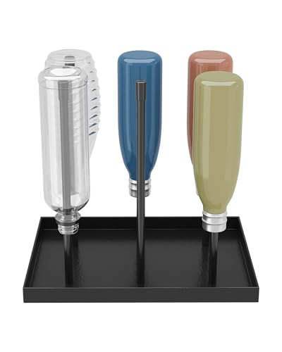 Noskox Flaschenhalter für SodaStream Flaschentrockner mit Auffangschale Kratzfreie Gummierte Halterungen Rutschfestes Metall-Gestell Geeignet für Becher Thermosflaschen Schwarz