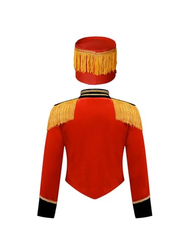 Kids Circus Ringmaster Outfits Drum Major Team Uniform Marching Band Tassel Jacket Coat with Hats Set2