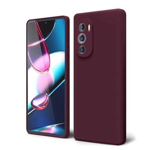 Oakxco for Moto Edge Plus 2022/Edge Plus 5G UW 2022 Phone Case Liquid Silicone, Thin Slim Soft Rubber TPU Plain Smooth Gel Cover for Women Girl, Matte Solid Protective & Shockproof, Burgundy Plum Wine