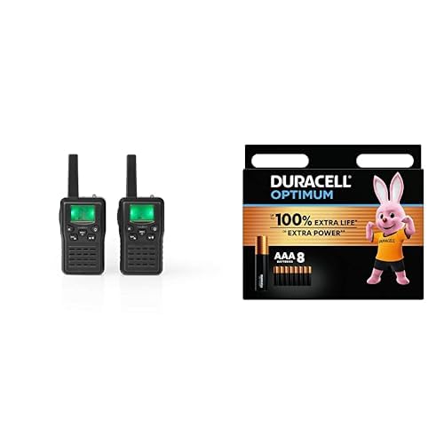 Talkie-walkie 10 km avec base de charge et lot de 8 piles Duracell Optimum