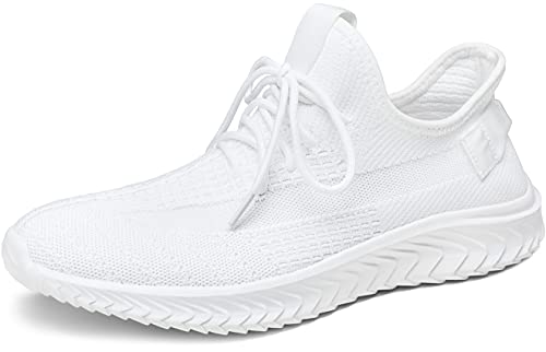 Jousen Men's Running Shoes Sports Non Slip Walking Lightweight Sneakers for Men (AMY1001 White Size 10.5)