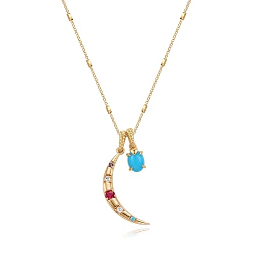 MTMY Gold Moon Pendant Necklace for Women,14K Gold Plated Dainty Chain Crescent Moon Sun Star Necklace Jewelry (mix moon)