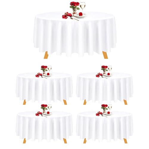 Lot de 5 nappes rondes blanches de 304,8 cm pour grandes réceptions