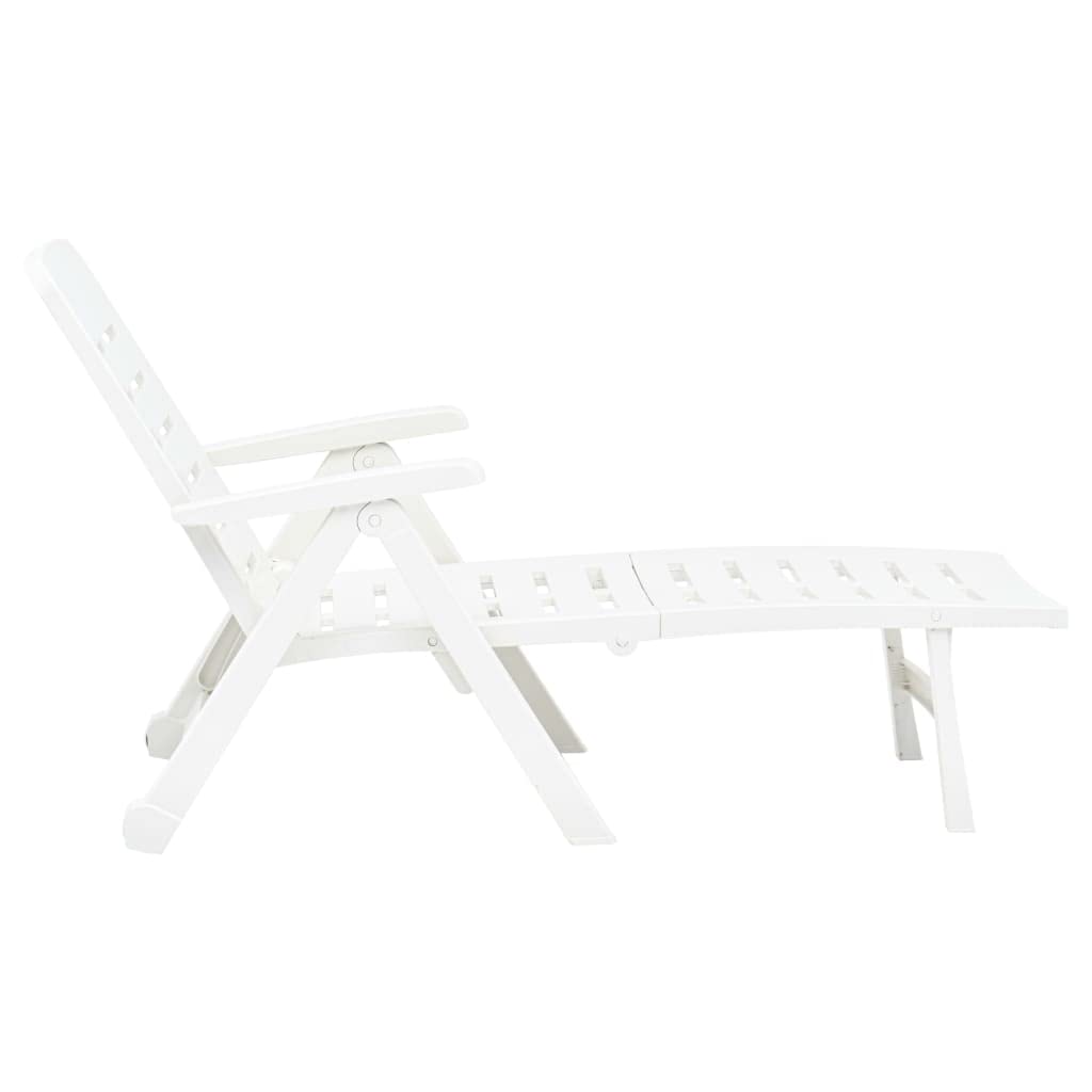 Générique Chaise Longue Pliable Plastique Blanc, Meubles, Mobilier de Jardin, Sièges de Jardin, Bains de Soleil, Blanc, (Poids 12.55KG)