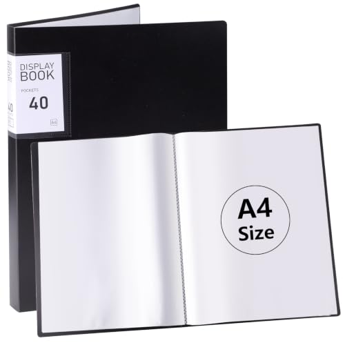 Image of A4 Display Book Folder, 40 Pocket Book Presentation Portfolio Folder with Clear Plastic Sleeves Document Project Folder for School and Offices