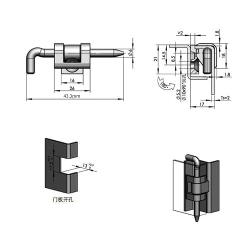 Charnière boîte distribution zinc CL104 alliage haute résistance