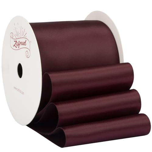 Zofrud Burgundy Satin Ribbon 63mm x 9 Meters - Large Ribbon Ideal for Bows Gift Wrapping, Flower Bouquet, and Crafts