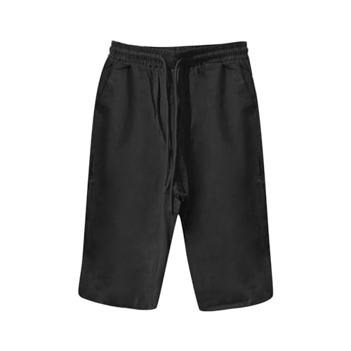 Bermuda Shorts for Women Knee Length High Waist Palazzo Cotton Linen Casual Pants with Pocket Summer Beach Vacation3