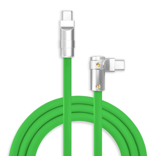 chubbycable 240W Charging Cable 90° USB C to C Cable, Green, 13.1FT