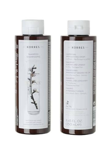 KORRES Champú Natural Almendra y Linaza (cabello seco) , 1 Recipiente, Multicolor, 250 Mililitro