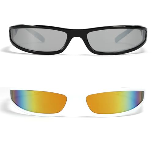 Image of Small Square Sunglasses for Women,Cute Fashion Wrap Around Sunglasses,Trendy Y2k Sunglasses Vintage Narrow Shades