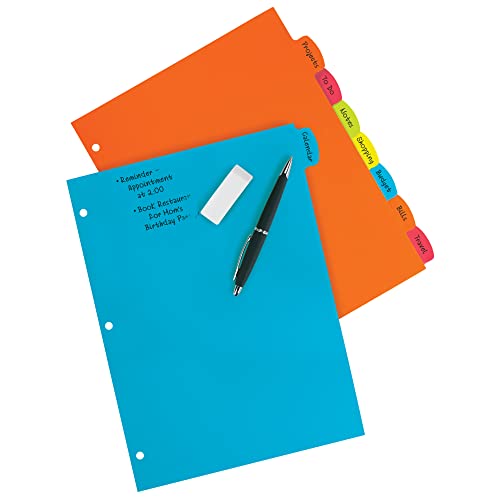 Image of Avery Write & Erase Plastic Dividers, 8-Tab, Multicolor, 24 Sets