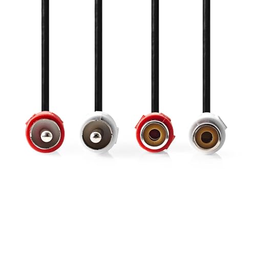 NEDIS Stereo-Audiokabel - 2x RCA Stecker - 2x Cinch Buchse - Vernickelt - 10.0 m - Rund - Schwarz - Label