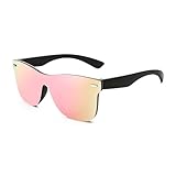 FEISEDY Polarized Sunglasses, Rimless Mirrored Sun Glasses with Reflective One-Piece Lens, B4114