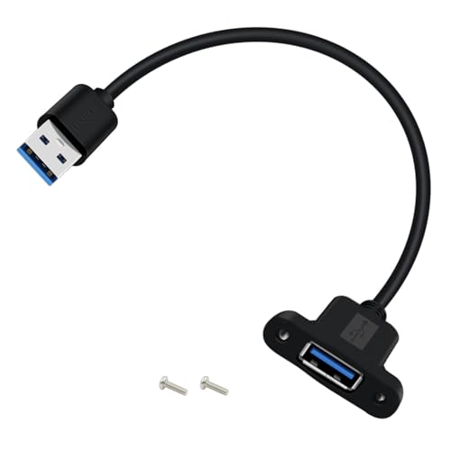 YINGAYOU Panel Mount USB A 3.0 Extension USB Panel Mount Cable 5Gbps Data Transmit and Power Supply for Laptops PC Car Boat Dashboard Panel (USB A 0.3 m/ 1 ft)