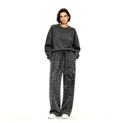 Womens Wide Leg Pants Leopard Drawstring Casual High Waisted Flowy Pants - image 5