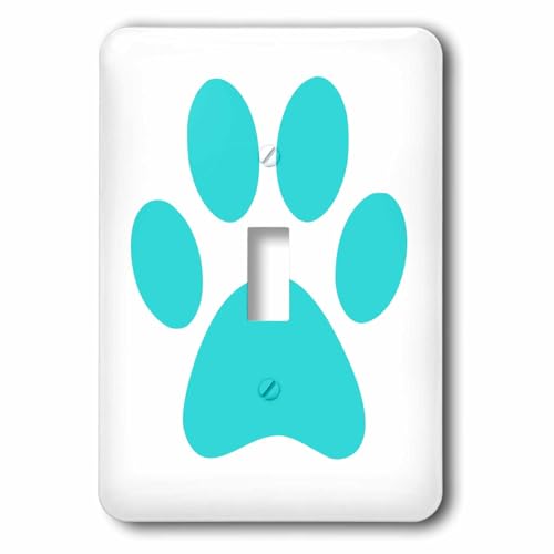 Patte d'animal bleu turquoise design mignon interrupteur blanc à bascule 3dRose