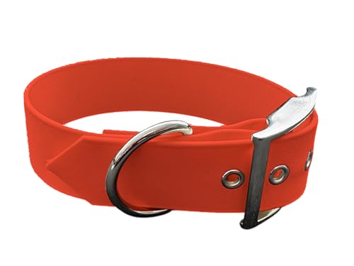 Collier BioThane anti-odeur et facile à nettoyer orange fluo 45-55cm