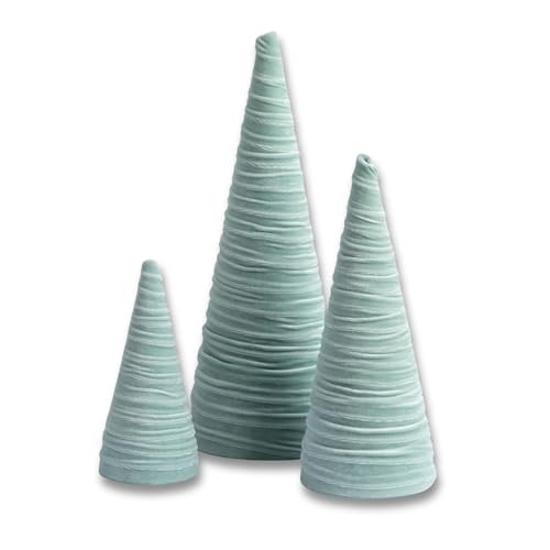 Image of Sage Velvet Trees Set of 3, Handcrafted Valentine, Mantel Decor, Elegant Holiday Entryway, Minimalist Tablescape, Green Wedding Centerpiece (Sage)