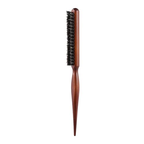 Image of PINAKA Wooden Teasing Brush Root Teasing to Add Volume and Hair Care Scalp Massage for Women Hair Growth, Rat Tail Combs for Back Combing Color