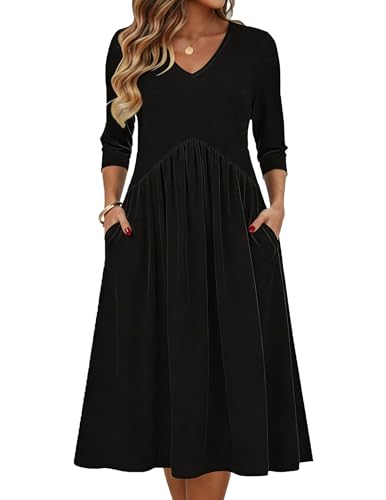 Zeagoo Women's Casual Midi Dress with Pockets