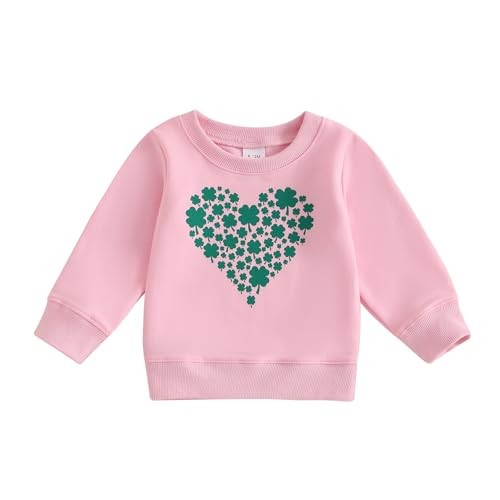 Toddler Boys Girls Spring Sweatshirts Baby Boy Clothes Four Leaf Clover Pattern Crew Neck Long Sleeve Baby Tops