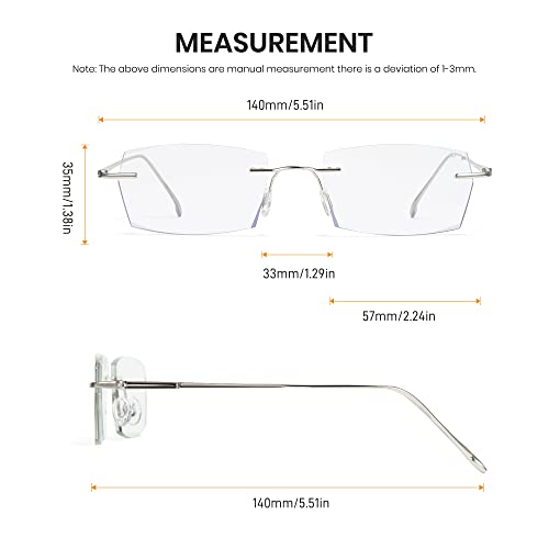 Image of Cyxus Photochromic Rimless Blue Light Glasses Silver UV Protection | Adaptive lenses turn dark in sunlight for UV shade, rimless frame adds a minimalist everyday look