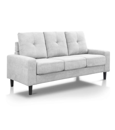 Home Heavenly - Sofá 3 plazas Brooklyn. Sofás de salón Estilo nordico. Tapizado Color Gris Claro. Patas Negras. Confort...