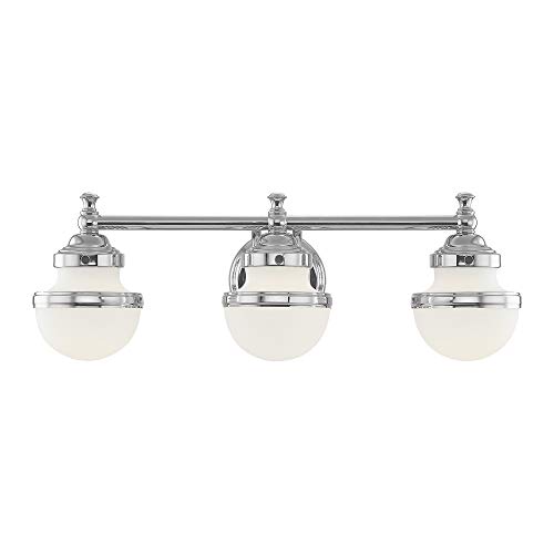 Image of Livex Lighting 5713-05 Oldwick 3 Polished Chrome Bath Light, 24 x 7.25 x 8.25 | Dimensions: 24 x 7.25 x 8.25