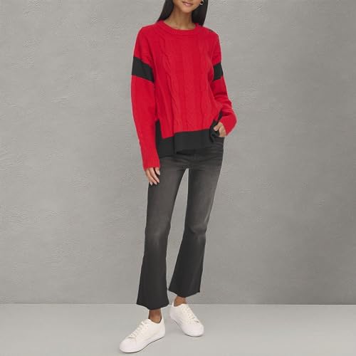KARL LAGERFELD Women's Long Sleeve Cable Sweater3
