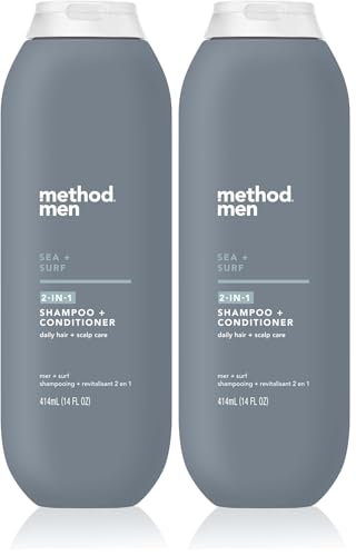 Method Men 2-in-1 Shampoo and Conditioner, Sea and Surf, Paraben and Phthalate Free, 14 fl oz, 1 Ct (Pack of 2)