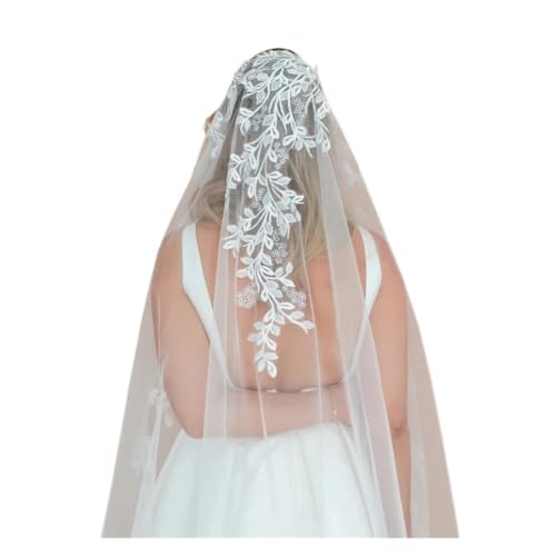 Velo de novia encaje catedral ideal para fotos de boda en exteriores y catedral