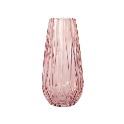 Handcrafted Modern Design Pink Glass Flower Vase for Home Decoration Office Table and Living Room-image-29
