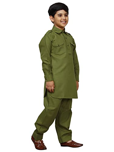 Image of Pro-Ethic Style Developer Kids Ethnic Wear Cotton Pathani Suit for Boys|Plain Kurta Pajama