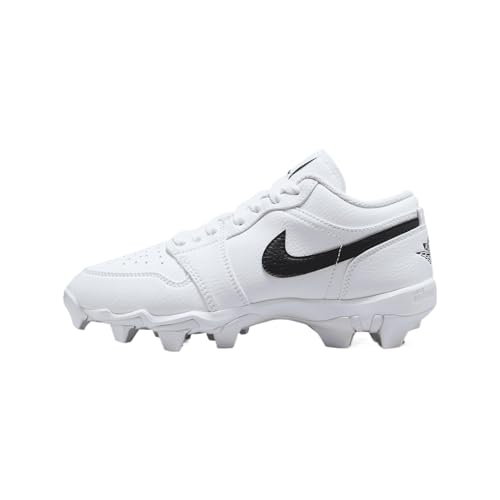 Jordan 1 Low Little/Big Kids' Cleats (HF6885-100, White/Black/Black) Size 2
