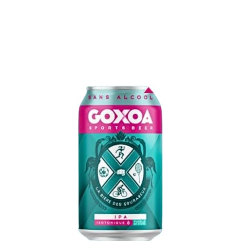 Goxoa IPA Sin Alcohol, Enriquecido con Vitamina D, (0,4% ABV), para Deportistas y Bienestar, Notas de Albaricoque y Pesca (Pack de 12 latas)