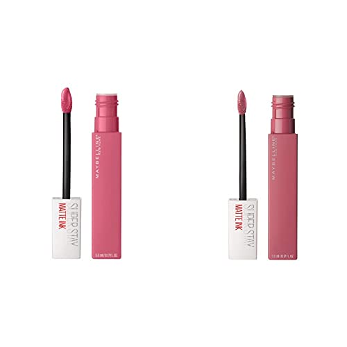 Maybelline Labial Liquido Matte Larga Duracion Superstay City Edition, 125 Inspirer + Labial Liquido Matte Larga Duracion Superstay, Matte Ink 15 Lover, 5 g