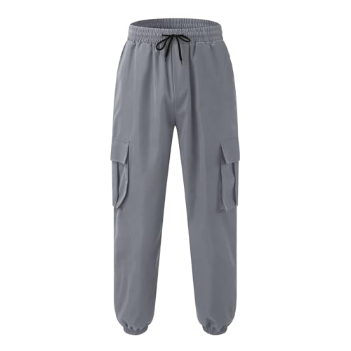 Mens Cargo Jogger Pants Cotton Casual Pants Elastic Waist Drawstring Pockets Regular Fit Work Trousers Lightweight2