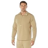 Rothco ECWCS Gen III Level II Underwear Top – Thermal Quarter Zip Grid Fleece Mid-Weight Shirt, Desert Sand, L