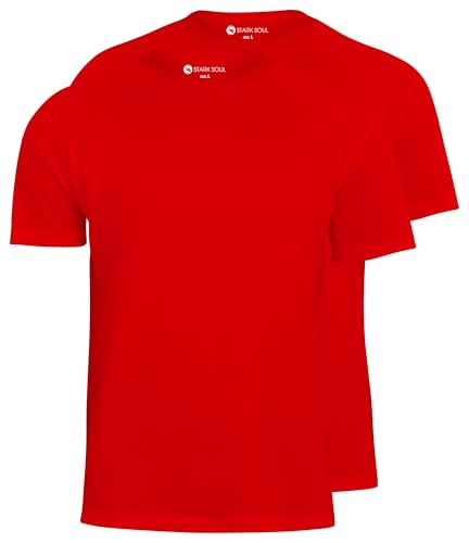 STARK SOUL® T-Shirt 2er Pack, Baumwolle, Rundhalsschnitt | Rot | Größe M STARK SOUL® T-Shirt 2er Pack, Baumwolle, Rundhalsschnitt | Rot | Größe M