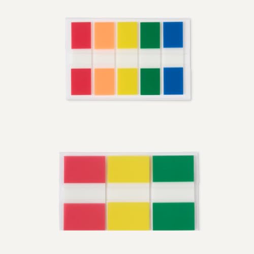 Image of Amazon Basics Flags and Tabs Combo, 0.94 inch Wide (240 pcs) and 0.47 inch Wide (400 pcs), Rectangular, Assorted Colors, 640 Count