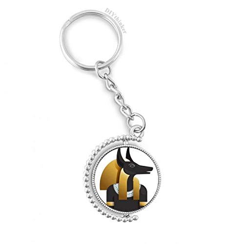 Porte-clés Anubis Égypte Ancienne rotatif anneau keyholder multicolore pour sac et trousseau