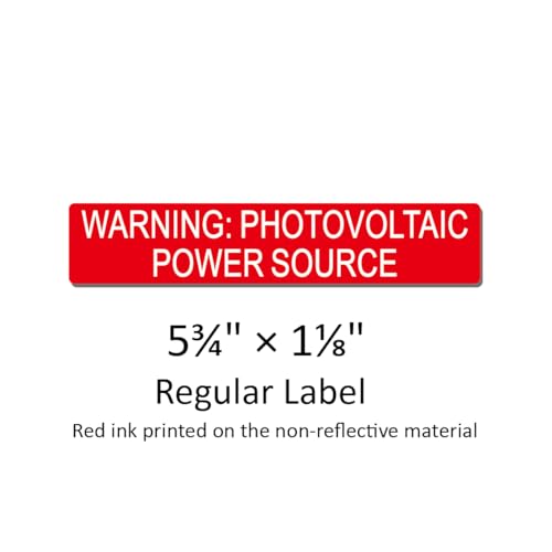 10 Pack Premium PV Labels Printed with Warning: Photovoltaic Power Source | Outdoor Rated PV Stickers | Solar Stickers | PV Label | Solar Label