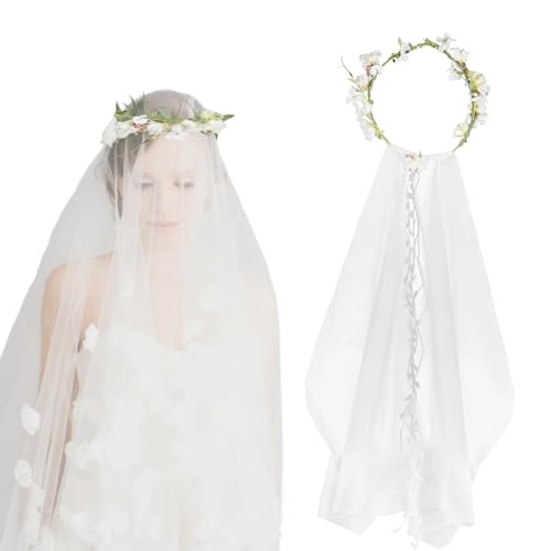 Brautschleier, Schleier, Kranz Kopfschmuck Schleier Braut Hochzeit Haarschmuck, Blumenkranz Schleier Jga Accessoires für Braut für Karneval, Mottoparty, Jga Deko Brautschleier, Schleier, Kranz Kopfschmuck Schleier Braut Hochzeit Haarschmuck, Blumenkranz Schleier Jga Accessoires für Braut für Karneval, Mottoparty, Jga Deko