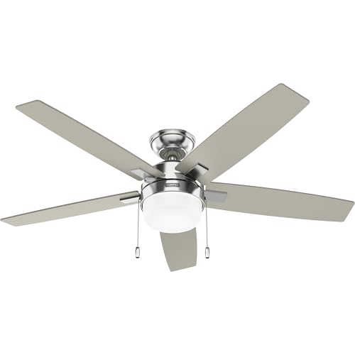 Image of Hunter 52 inch Anisten Indoor Ceiling Fan, Light, Pull Chain, Brushed Nickel